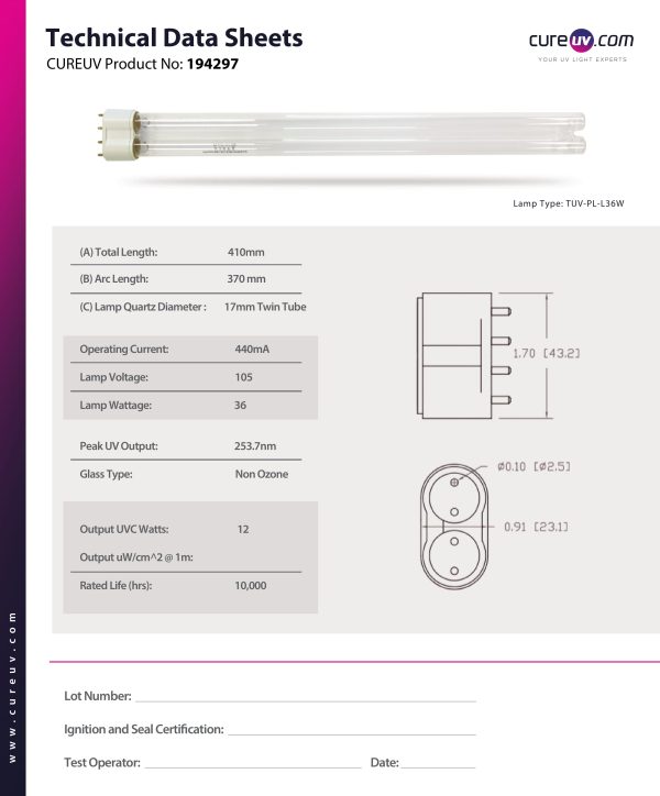 Philips DL36 Air Water Treatment Germicidal UV Light Bulb For Cheap