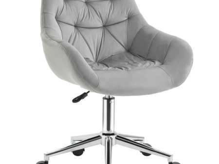 Easycomfort Sedia da Ufficio Ergonomica Girevole con Altezza Regolabile e Ruote, Rivestimento in Velluto, 59x58x80-90cm, Grigio Supply