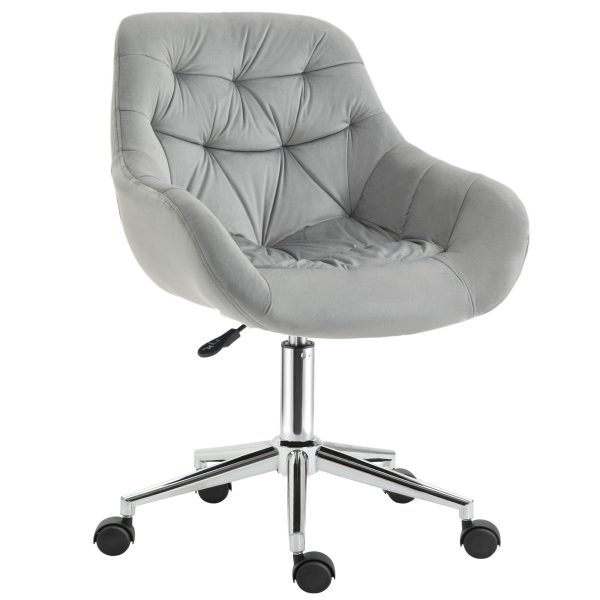 Easycomfort Sedia da Ufficio Ergonomica Girevole con Altezza Regolabile e Ruote, Rivestimento in Velluto, 59x58x80-90cm, Grigio Supply