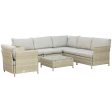 Easycomfort Salotto da Giardino 7 Pezzi Modulabile in Rattan PE con Cuscini, Beige For Cheap