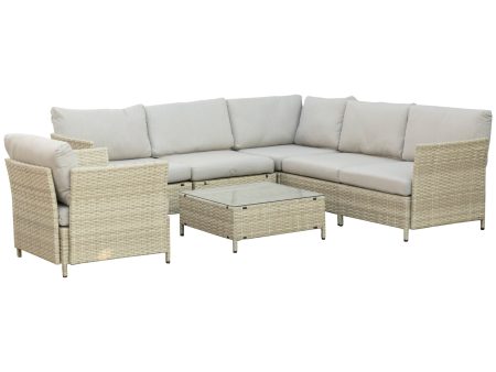 Easycomfort Salotto da Giardino 7 Pezzi Modulabile in Rattan PE con Cuscini, Beige For Cheap