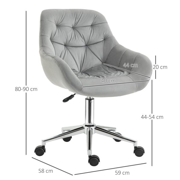 Easycomfort Sedia da Ufficio Ergonomica Girevole con Altezza Regolabile e Ruote, Rivestimento in Velluto, 59x58x80-90cm, Grigio Supply