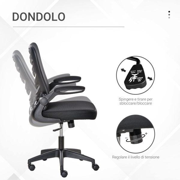 EasyComfort Sedia da Ufficio Ergonomica, Poltrona Girevole, Altezza Regolabile e Braccioli Sollevabili, 58.5x58x94.5-103.5cm, Nero Cheap