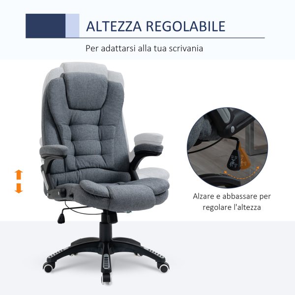 Easycomfort Sedia da Ufficio Ergonomica Reclinabile, Altezza Regolabile e Dondolamento, Poltrona Girevole con Ruote, 65x72x110-120cm, Grigio Cheap