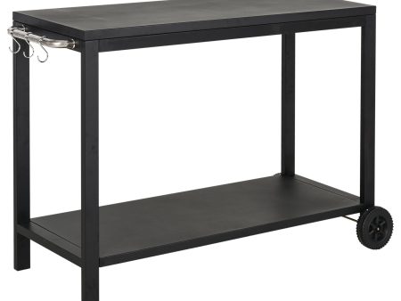 Easycomfort Carrello da Cucina a 2 Livelli con Maniglie e Ganci Laterali, in Acciaio, 135x46.5x86.5 cm, Nero Online Sale