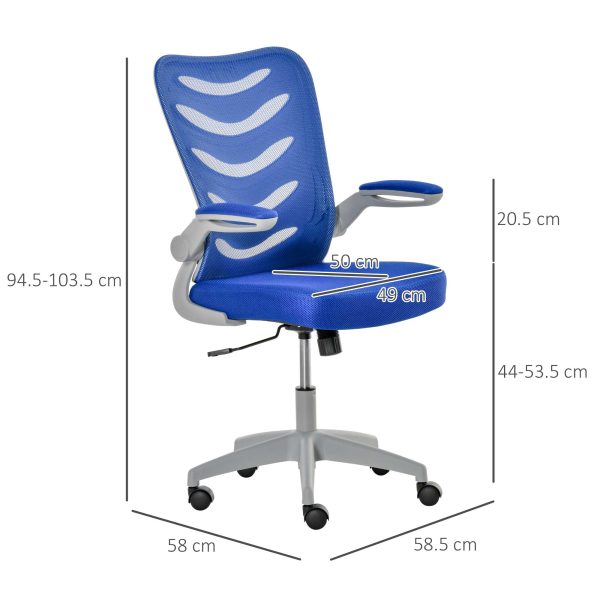 Easycomfort Sedia da Ufficio Ergonomica, Poltrona Girevole, Altezza Regolabile e Braccioli Sollevabili, 58.5x58x94.5-103.5cm, Blu Discount