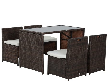 Easycomfort Set Mobili da Giardino in Rattan 5pz Tavolo Pranzo 4 Sedie con Cuscini Online Sale