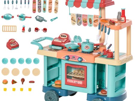 Easycomfort Cucina Giocattolo Per Bambini 3-6 Anni, Caffetteria Ristorante con 50 Accessori Inclusi, 79.5 x 33 x 90.5cm Online Sale