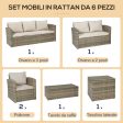 Easycomfort Set Mobili da Giardino 6 Pezzi in Rattan con Divani, Poltrone e Tavoli Contenitore, Beige For Discount