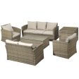 Easycomfort Set Mobili da Giardino 6 Pezzi in Rattan con Divani, Poltrone e Tavoli Contenitore, Beige For Discount