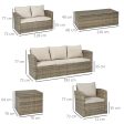 Easycomfort Set Mobili da Giardino 6 Pezzi in Rattan con Divani, Poltrone e Tavoli Contenitore, Beige For Discount