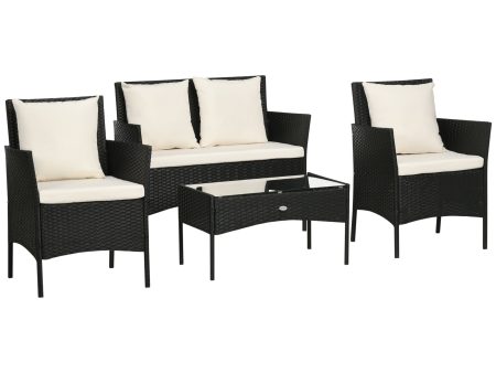 Easycomfort Set da Giardino 4Pezzi in Rattan con 2 Sedie, Poltrona da Giardino a 2 Posti e Tavolino Basso For Cheap