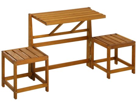 EASYCOMFORT Set da Giardino 2 in 1, Tavolo e Sedie da Giardino o Panca da Giardino per 2 Persone color Teak Sale