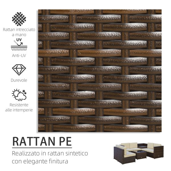 Easycomfort Set da Giardino 8 Pezzi con 4 Poltrone, 2 Poltrone Angolari e 2 Tavolini per Giardino in Rattan Marrone For Cheap