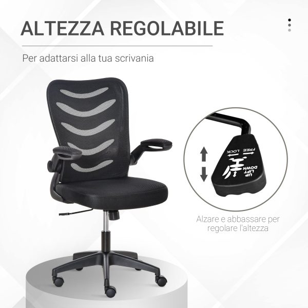 EasyComfort Sedia da Ufficio Ergonomica, Poltrona Girevole, Altezza Regolabile e Braccioli Sollevabili, 58.5x58x94.5-103.5cm, Nero Cheap