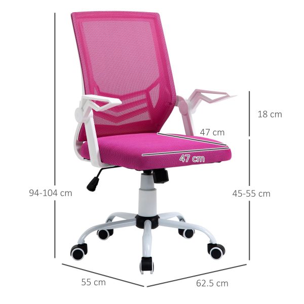 Easycomfort Sedia da Ufficio Ergonomica con Braccioli e Supporto Lombare, Poltrona Ufficio Girevole e Altezza Regolabile in Tessuto Rosa Supply