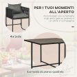 Easycomfort Set da Giardino 5 Pezzi in Rattan PE e Acciaio, 4 Sedie da Esterno con Cuscini e Tavolo Rettangolare on Sale