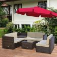 Easycomfort Set da Giardino 8 Pezzi con 4 Poltrone, 2 Poltrone Angolari e 2 Tavolini per Giardino in Rattan Marrone For Cheap