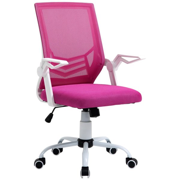 Easycomfort Sedia da Ufficio Ergonomica con Braccioli e Supporto Lombare, Poltrona Ufficio Girevole e Altezza Regolabile in Tessuto Rosa Supply