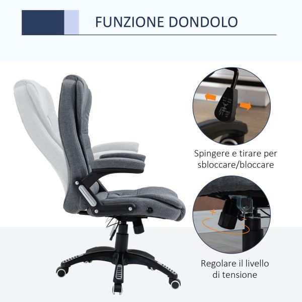 Easycomfort Sedia da Ufficio Ergonomica Reclinabile, Altezza Regolabile e Dondolamento, Poltrona Girevole con Ruote, 65x72x110-120cm, Grigio Cheap