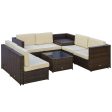 Easycomfort Set da Giardino 8 Pezzi con 4 Poltrone, 2 Poltrone Angolari e 2 Tavolini per Giardino in Rattan Marrone For Cheap