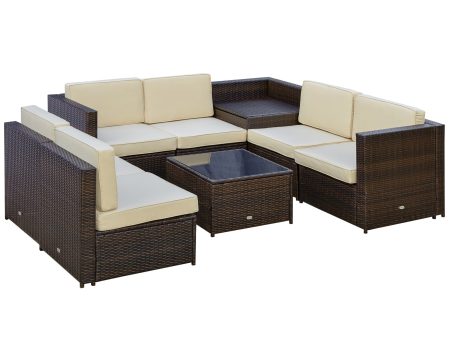 Easycomfort Set da Giardino 8 Pezzi con 4 Poltrone, 2 Poltrone Angolari e 2 Tavolini per Giardino in Rattan Marrone For Cheap