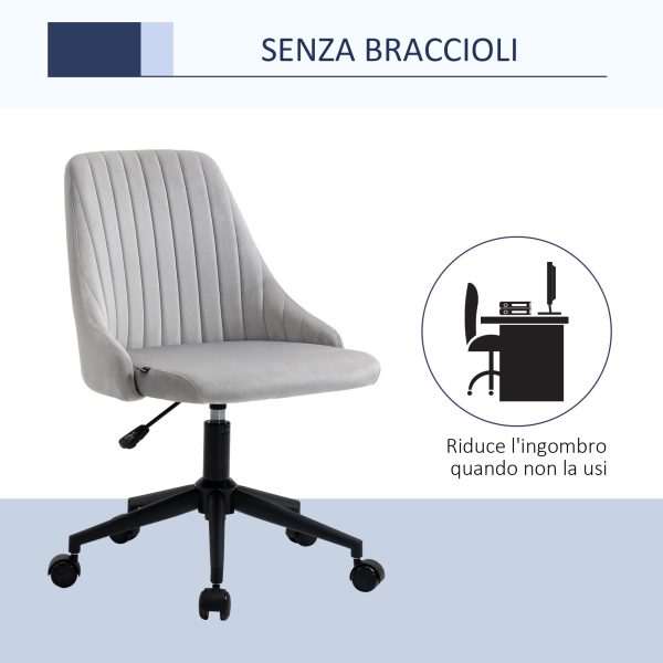 Easycomfort Sedia da Ufficio in Velluto Grigio con Altezza Regolabile, Sedia Ergonomica Girevole a 360° e Ruote, 50x58x77-87cm Fashion