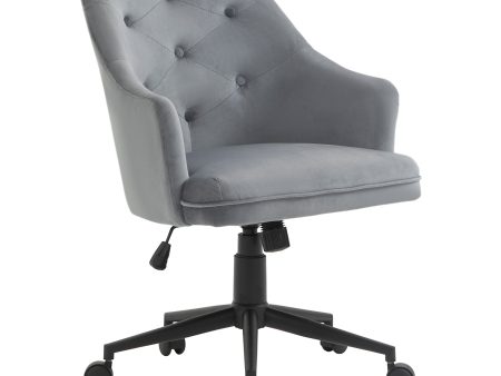 Easycomfort Sedia da Ufficio Girevole Ergonomica con Ruote e Altezza Regolabile, Rivestimento in Velluto, 63x64x88-96cm, Grigio For Sale