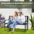 Easycomfort Panchina da Giardino Nera in Acciaio per 2 Persone con Schienale Alto e Braccioli, 128x62.5x81.5 cm For Discount