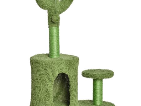 Easycomfort Albero Tiragraffi per Gatti Fino 4.5kg a Forma di Cactus con Palline e Cuccia, 60x35x78cm - Verde Online