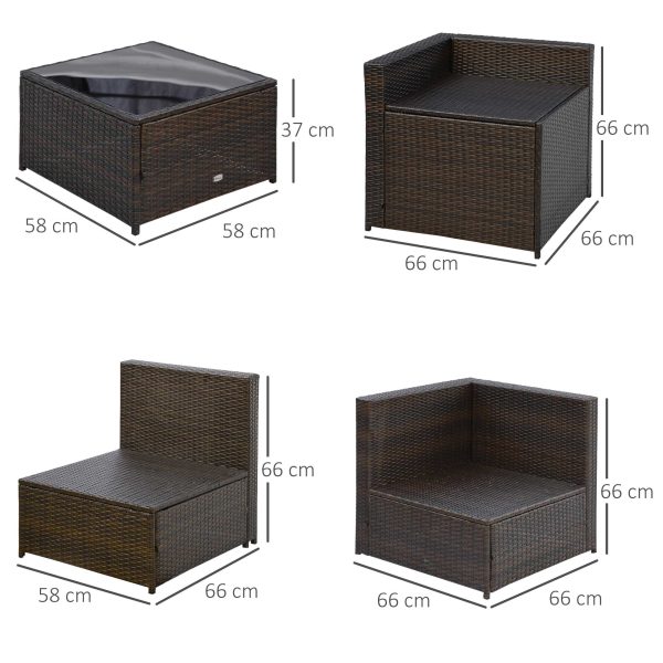 Easycomfort Set da Giardino 8 Pezzi con 4 Poltrone, 2 Poltrone Angolari e 2 Tavolini per Giardino in Rattan Marrone For Cheap