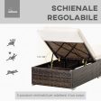 Easycomfort Lettino Prendisole in Rattan PE con Schienale Reclinabile su 5 Posizioni, 195x68x31cm, Marrone For Cheap