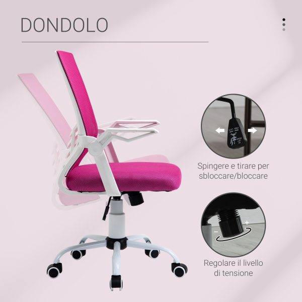 Easycomfort Sedia da Ufficio Ergonomica con Braccioli e Supporto Lombare, Poltrona Ufficio Girevole e Altezza Regolabile in Tessuto Rosa Supply