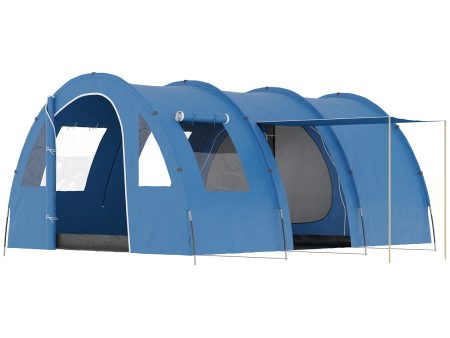 Easycomfort Tenda da Campeggio per 5-6 Persone con 2 Porte, Finestre e Tasche Portaoggetti, 475x315x215 cm, Blu Discount