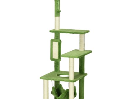 Easycomfort Albero Tiragraffi per Gatti con Amaca, Pallina e Tiragraffi in Sisal, 49x49x142cm, Verde Online Sale