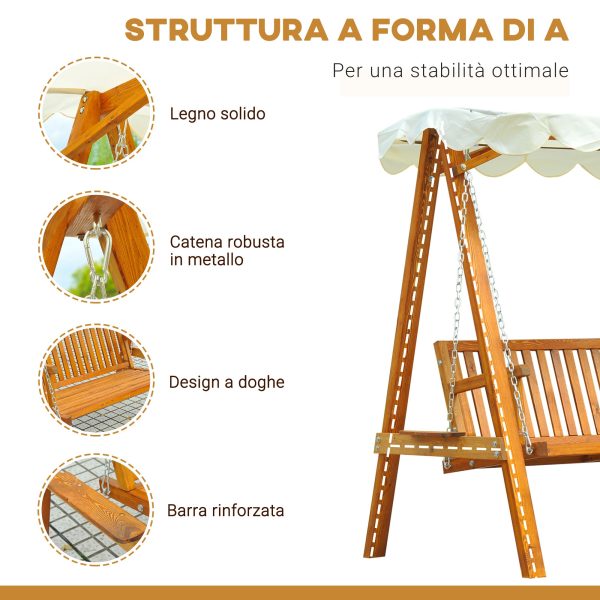 Easycomfort Dondolo da Giardino Stile Classico Legno Massello di Pino Conforme alle Norme di FS Tettuccio Parasole in Tessuto di Poliestere con Rivestimento di PA 162x130x185cm 240kg Online now