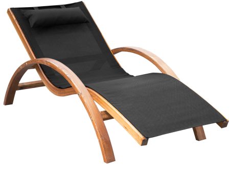 Easycomfort Lettino Prendisole Chaise Longue con Poggiatesta in Legno e Tessuto a Rete, 165x72x86cm For Discount