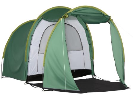 Easycomfort Tenda da Campeggio 4 Posti a 2 Spazi con 4 Porte a Cerniera e Borsa da Trasporto, 410x240x195 cm, Verde on Sale