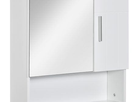 Easycomfort Armadietto Specchiera Pensile da Bagno in Legno con Mensole Regolabili, Mobile Bagno a 2 Ante e Ripiano Aperto, 54x15.2x55.3cm, Bianco on Sale