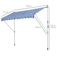 Easycomfort Tenda da Sole a Bracci 3x1.5m con Manovella e Struttura Telescopica, Bianco e Blu Supply