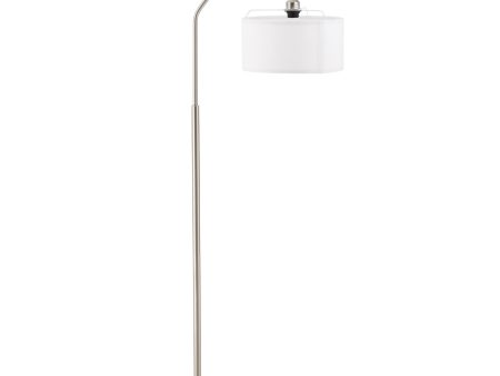 EasyComfort Lampada da Terra Moderna in Acciaio con Paralume in Tessuto Bianco, 61x33x160cm For Discount