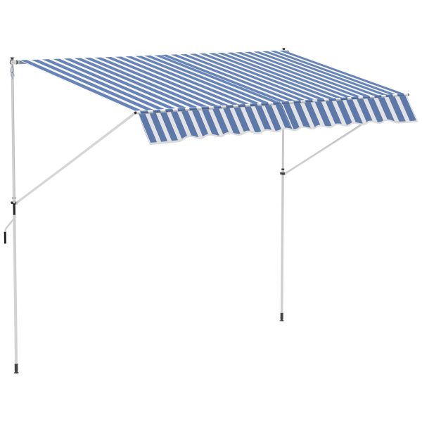 Easycomfort Tenda da Sole a Bracci 3x1.5m con Manovella e Struttura Telescopica, Bianco e Blu Supply