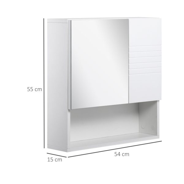 EasyComfort Armadietto Specchiera Bagno, Mobiletto Bagno Pensile con Fissaggio a Muro, 54x15x55cm, Bianco Sale