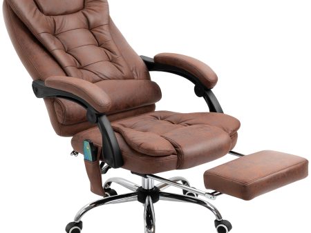 Easycomfort Poltrona da Ufficio Massaggiante con Riscaldamento, Reclinazione e Altezza Regolabile, Marrone For Discount