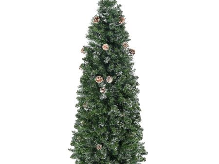 Easycomfort Albero di Natale Artificiale da 180cm con Pigne, 618 Rami e Base in Metallo, Verde Sale