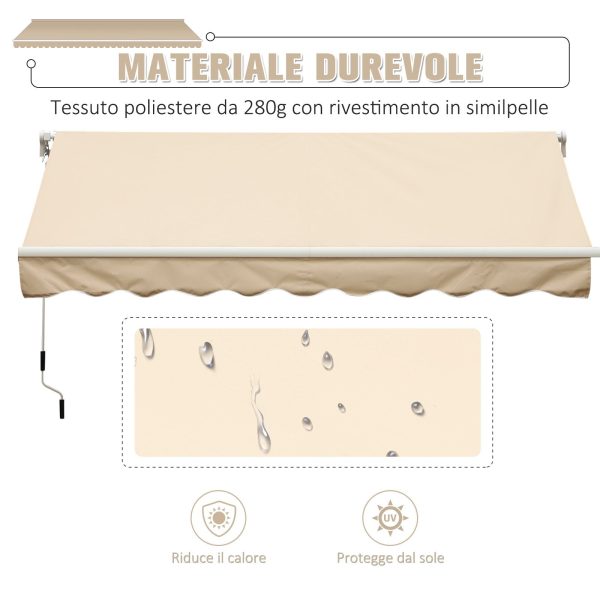 Easycomfort Tenda da Sole 4x2.5 m Avvolgibile a Manovella con Copertura Impermeabile, in Metallo e Alluminio, Beige Hot on Sale