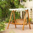 Easycomfort Dondolo da Giardino Stile Classico Legno Massello di Pino Conforme alle Norme di FS Tettuccio Parasole in Tessuto di Poliestere con Rivestimento di PA 162x130x185cm 240kg Online now