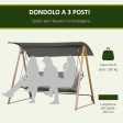 Easycomfort Dondolo da giardino 3 posti con Tettuccio regolabile in acciaio, 224x133x173cm, grigio For Cheap