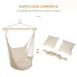 Easycomfort Poltrona Sospesa da giardino in Coeda, Sedia a Dondolo Sospesa in Stile Shabby Chic , Amaca per Interni ed Esterni, Bianca 120L x 90Pcm Online now