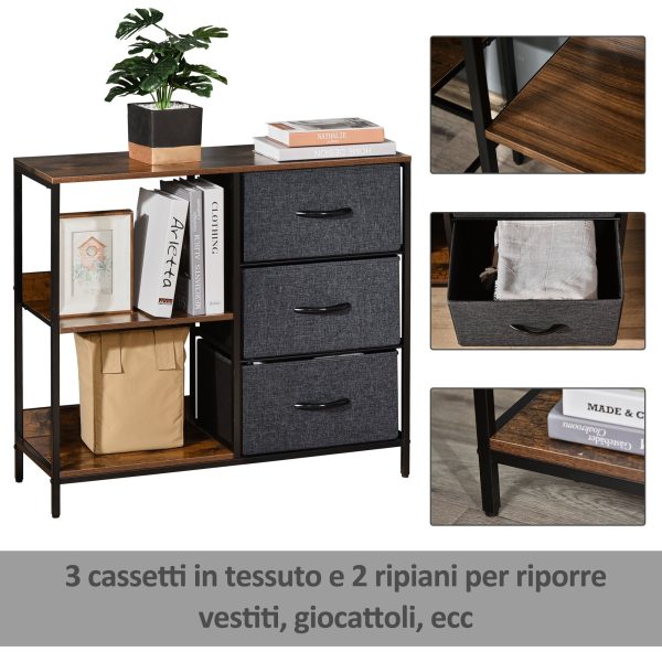 Easycomfort Mobile Cassettiera Multiuso con 3 Cassetti Pieghevoli in Tessuto, Arredamento Soggiorno e Camera, 80x29x71cm, Grigio Scuro on Sale